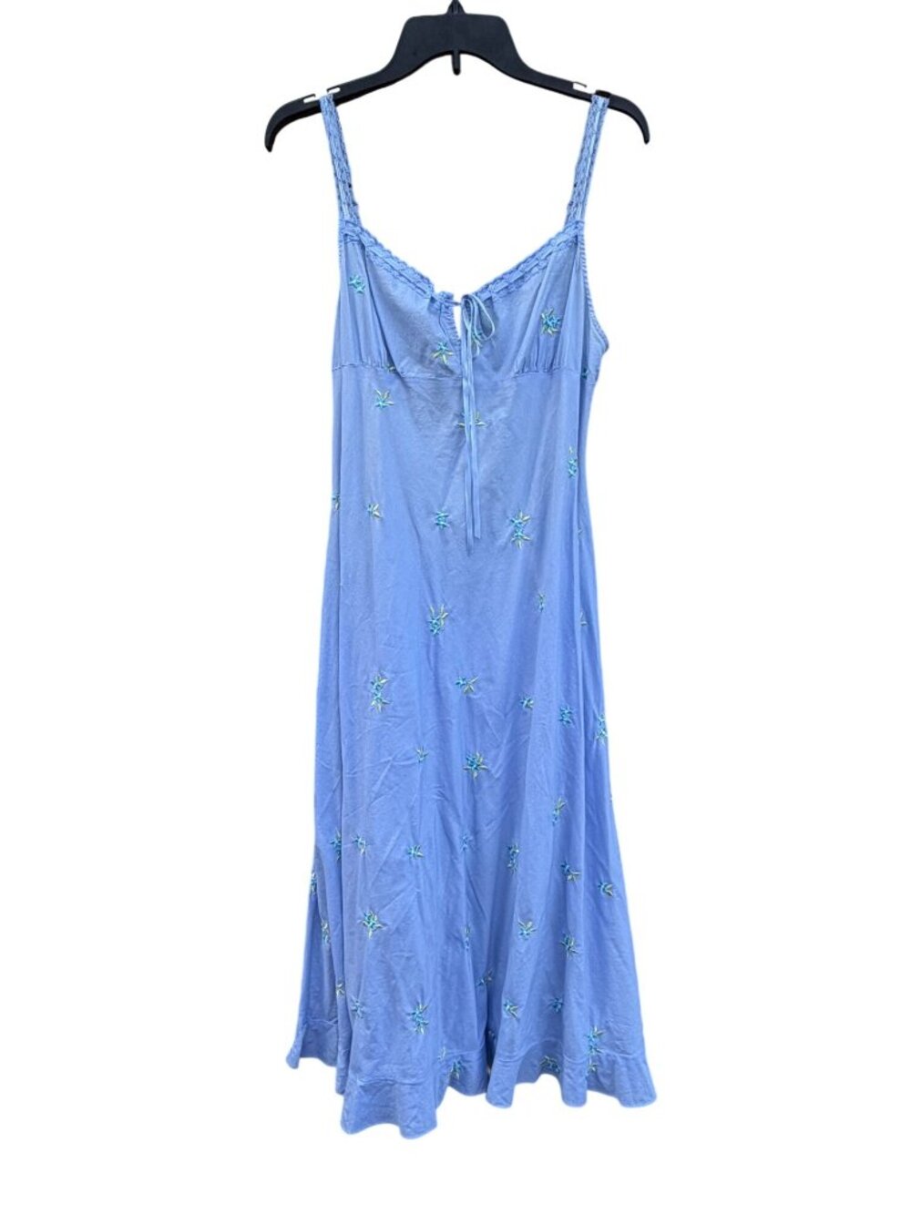 VTG Victoria's Secret Periwinkle Blue Cotton Sundress M Embroidered 100% Cotton - Picture 2 of 7